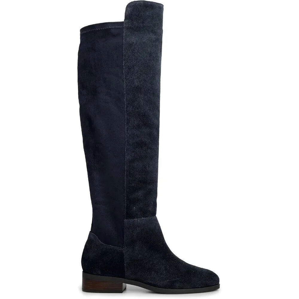 Women's Bright Blue Above the Knee Pointed Toe Low Heel Calypso Winter Long Boot